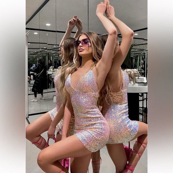 Keep Your Shine Sequin Mini Dress - Blush - Picture 2 of 3